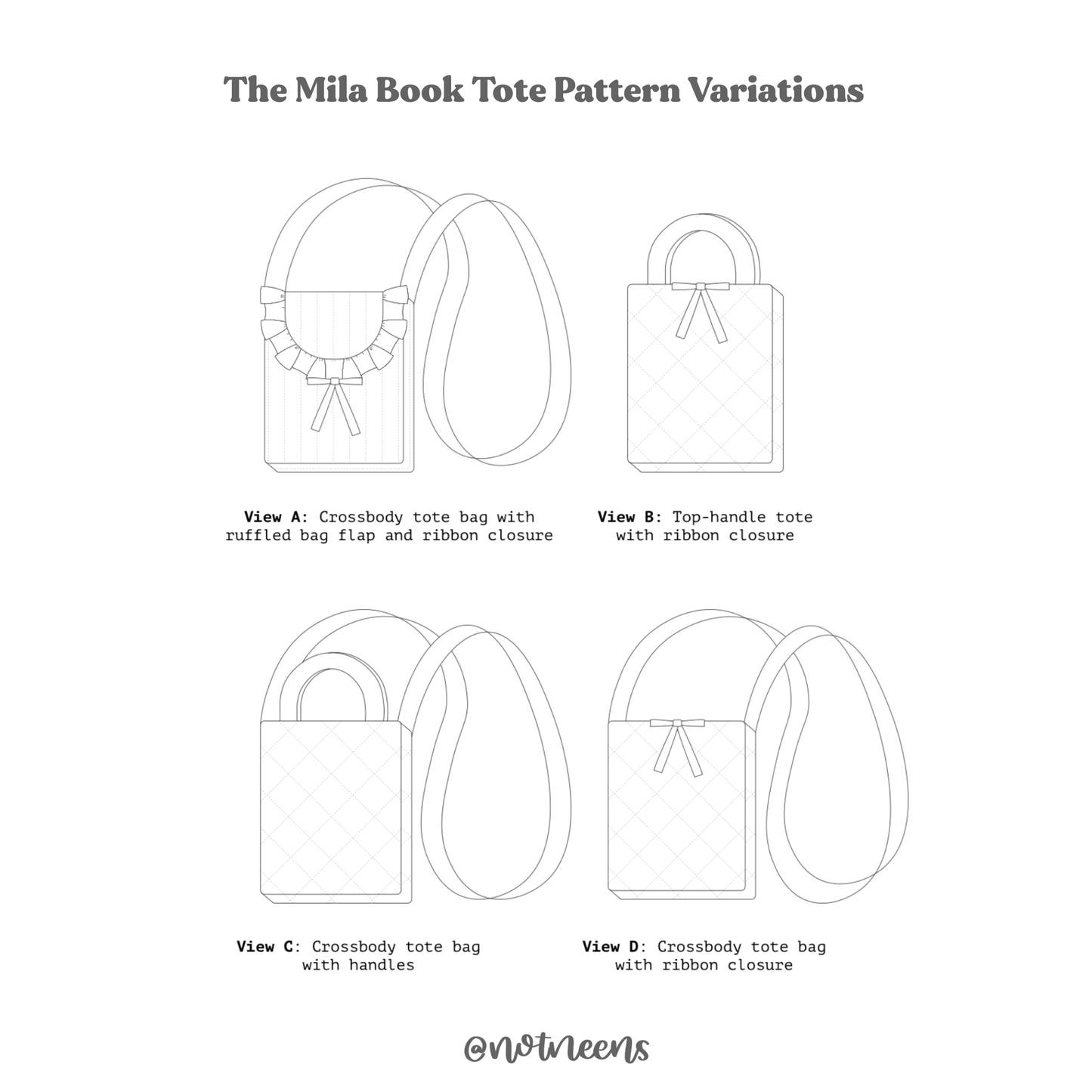 The Mila Book Tote Sewing Pattern PDF
