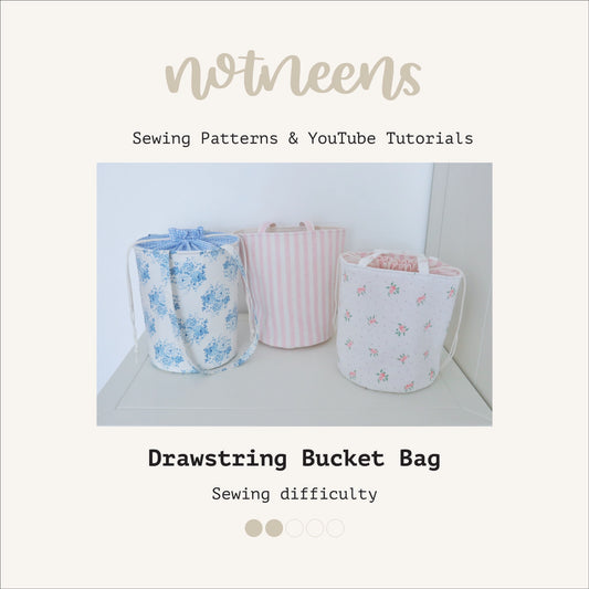Drawstring Bucket Bag (2 Sizes) Sewing Pattern PDF