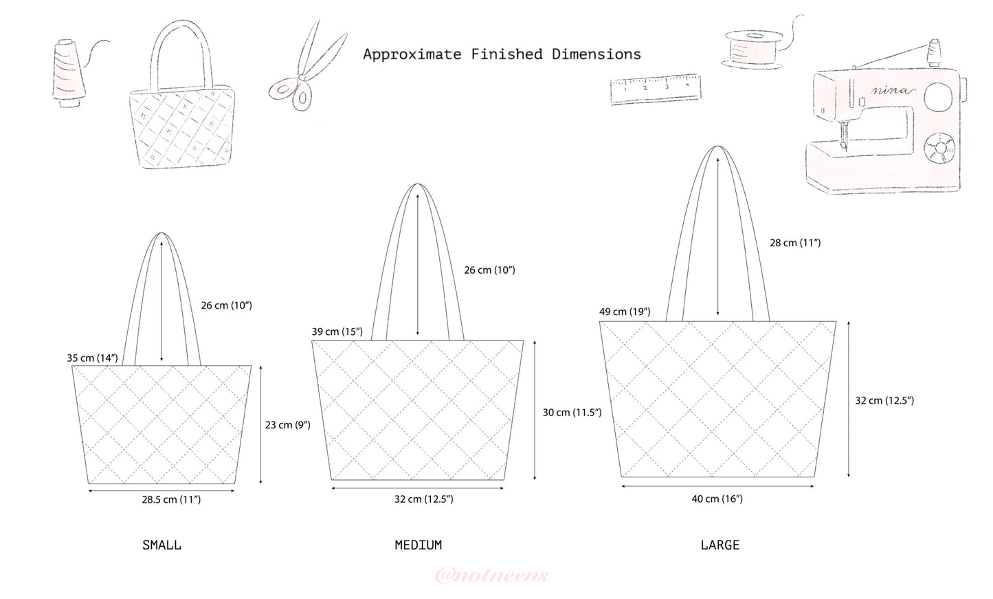 Quilted Tote Bag Sewing Pattern PDF