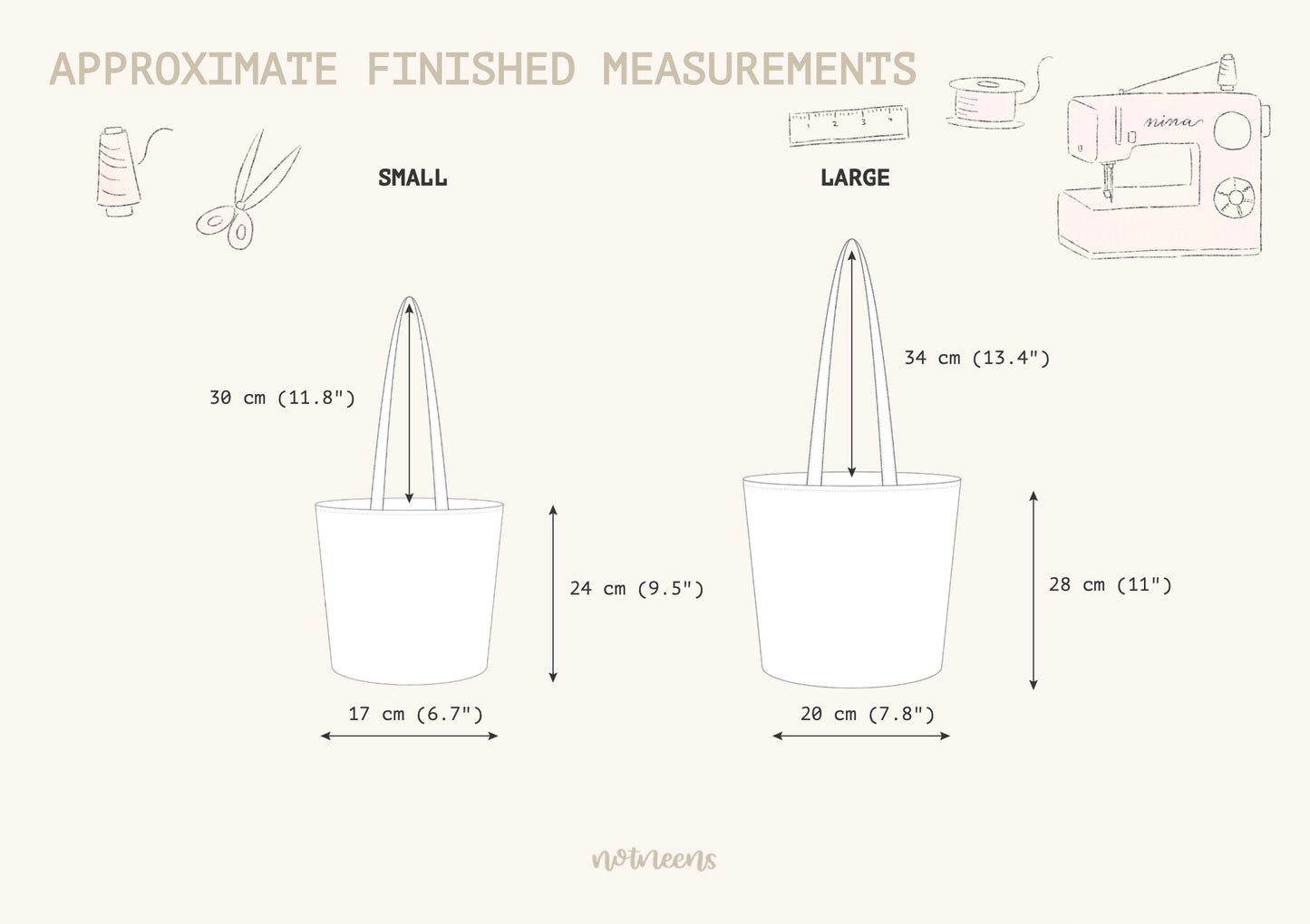 Drawstring Bucket Bag (2 Sizes) Sewing Pattern PDF