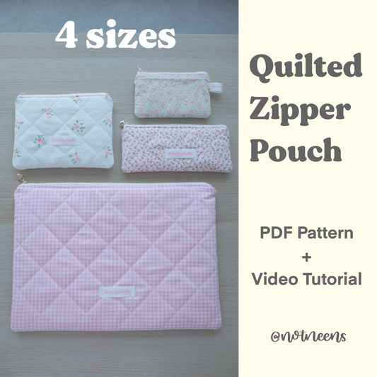 Quilted Zipper Pouch (4 Sizes) Sewing Pattern PDF
